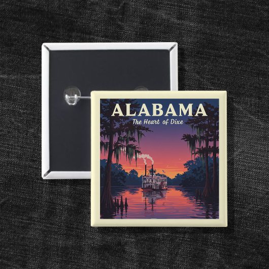 Vintage Alabama Vierkante Button 5,1 Cm