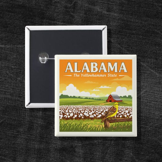 Vintage Alabama Vierkante Button 5,1 Cm