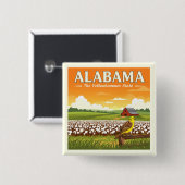 Vintage Alabama Vierkante Button 5,1 Cm (Voorkant /achterkant)