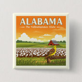 Vintage Alabama Vierkante Button 5,1 Cm (Voorkant)
