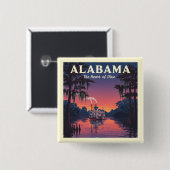 Vintage Alabama Vierkante Button 5,1 Cm (Voorkant /achterkant)
