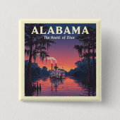 Vintage Alabama Vierkante Button 5,1 Cm (Voorkant)