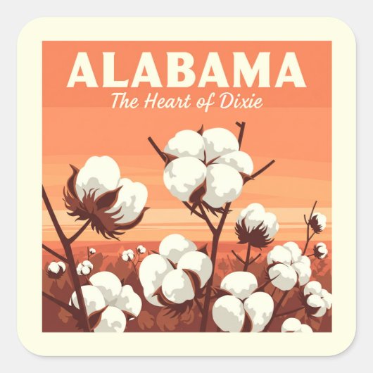 Vintage Alabama Vierkante Sticker (Voorkant)