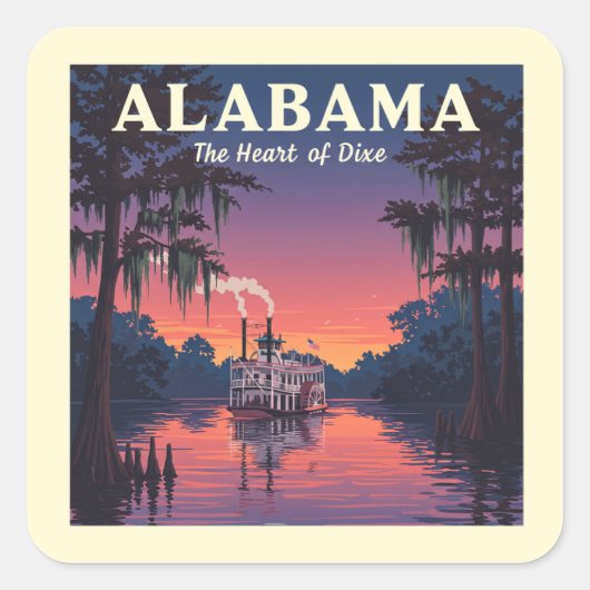 Vintage Alabama Vierkante Sticker (Voorkant)