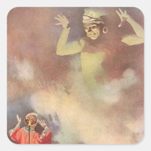 Vintage Aladdin en de Geest van de Lamp, Godwin Vierkante Sticker
