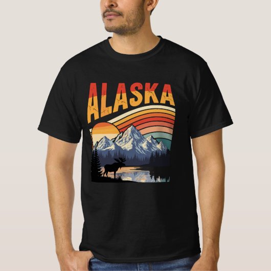 Vintage Alaska Mountain Sunset T-shirt (Voorkant)