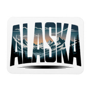 Vintage Alaska Outdoor Avontuur Lettering Magneet