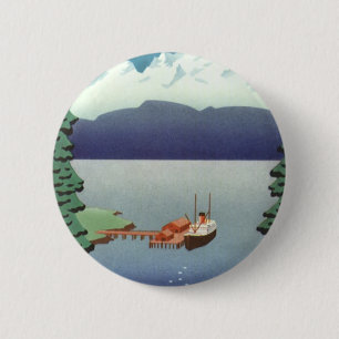 Vintage Alaska Reisposter Kunst, Schilderachtig La Ronde Button 5,7 Cm