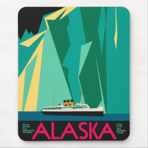 Vintage Alaska-reisposter Kunst, Taku-gletsjer Muismat
