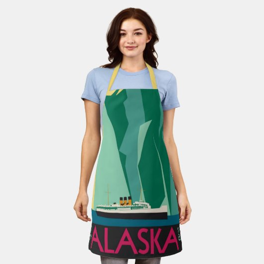 Vintage Alaska-reisposter Kunst, Taku-gletsjer Schort (Gedragen)