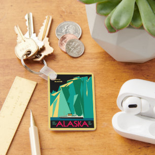 Vintage Alaska-reisposter Kunst, Taku-gletsjer Sleutelhanger