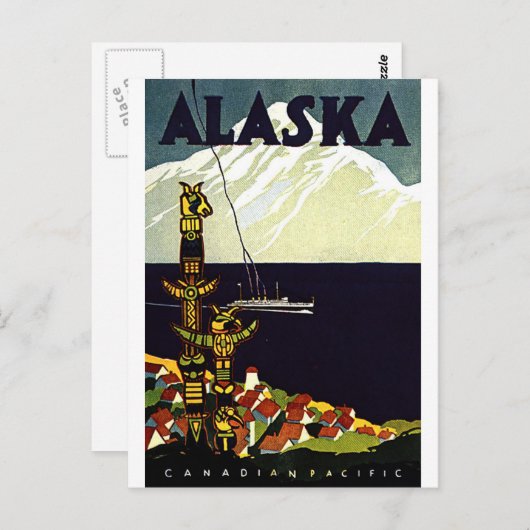 Vintage Alaskla Logo Briefkaart (Voorkant / Achterkant)
