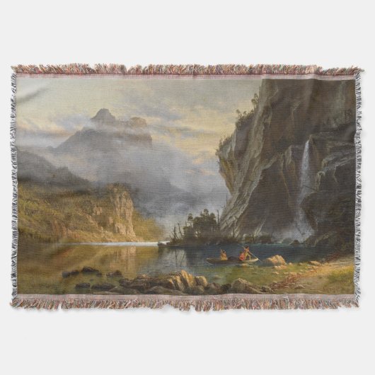 Vintage Albert Bierstadt Indians Spear Vist Deken (Voorkant)