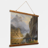 Vintage Albert Bierstadt Indians Spear Vist Hangend Wandkleed (Gebogen)