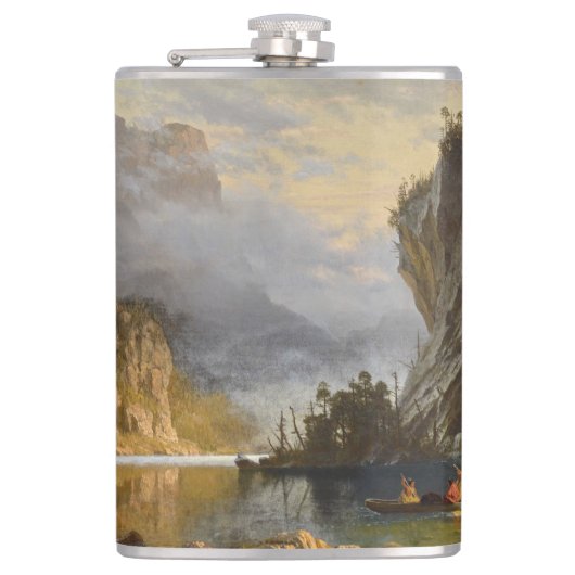 Vintage Albert Bierstadt Indians Spear Vist Heupfles (Voorkant)