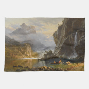 Vintage Albert Bierstadt Indians Spear Vist Theedoek