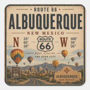 Vintage Albuquerque NM-wegkunst Vierkante Sticker