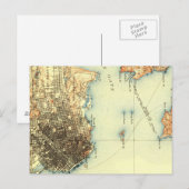 Vintage Alcatraz San Francisco Map Briefkaart (Voorkant / Achterkant)