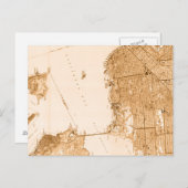 Vintage Alcatraz San Francisco Map Briefkaart (Voorkant / Achterkant)