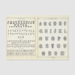 Vintage Alfabet Typografie Decoupage Collage Tissuepapier