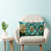 Vintage Algerijnse Turquoise Keramische Kunst Kuss Kussen (Stoel)