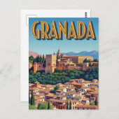 Vintage Alhambra Granada Spain Travel Briefkaart (Voorkant / Achterkant)