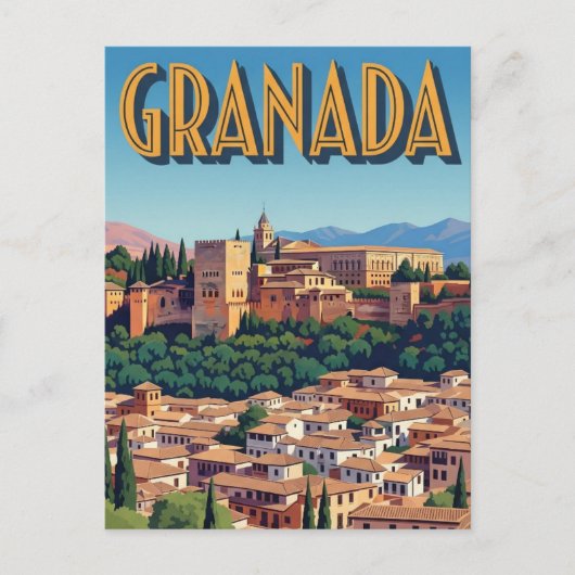 Vintage Alhambra Granada Spain Travel Briefkaart (Voorkant)