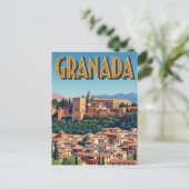 Vintage Alhambra Granada Spanje Reizen Briefkaart (Staand voorkant)