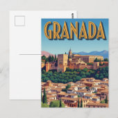 Vintage Alhambra Granada Spanje Reizen Briefkaart (Voorkant / Achterkant)