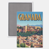 Vintage Alhambra Granada Spanje Reizen Magneet (Voorkant / Achterkant)