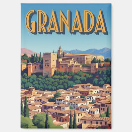 Vintage Alhambra Granada Spanje Reizen Magneet