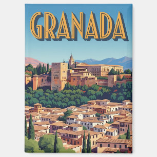 Vintage Alhambra Granada Spanje Reizen Magneet