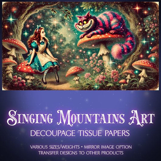 Vintage Alice and Cat Timeless Toadstools Tissuepapier