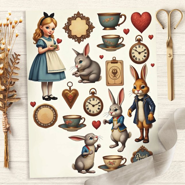 Vintage Alice Fussy Cut Wonderland Ontwerp (Creator heeft geüpload)