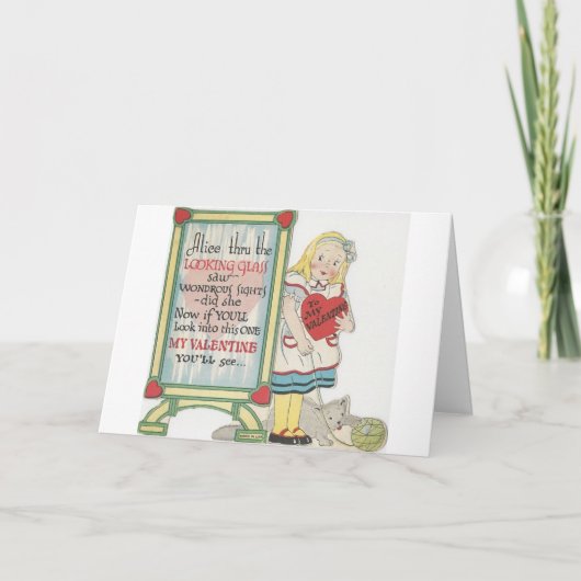 Vintage Alice in Sprookjesland Valentijn Feestdagen Kaart (Voorkant)