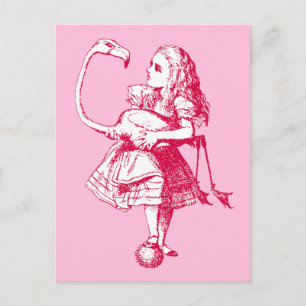 Vintage Alice in Wonderland Flamingo Briefkaart