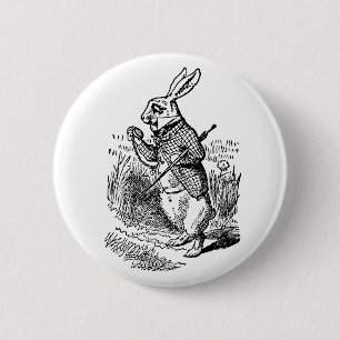 Vintage Alice in Wonderland het witte konijn horlo Ronde Button 5,7 Cm