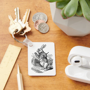 Vintage Alice in Wonderland het witte konijn horlo Sleutelhanger