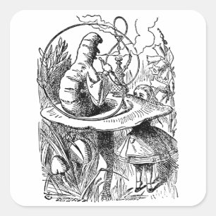 Vintage Alice in Wonderland Hookah Rups Vierkante Sticker