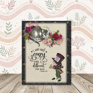 Vintage Alice in Wonderland Kat en de Gekke Hoeden Notitiekaartje