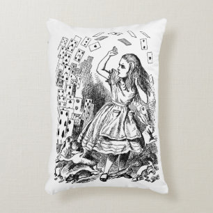 Vintage Alice in Wonderland, Speelkaarten Vliegen Accent Kussen
