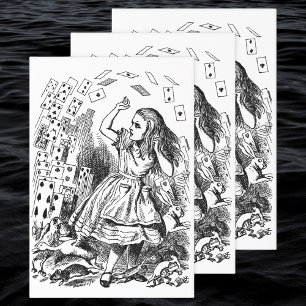 Vintage Alice in Wonderland, Speelkaarten Vliegen Inpakpapier Vel