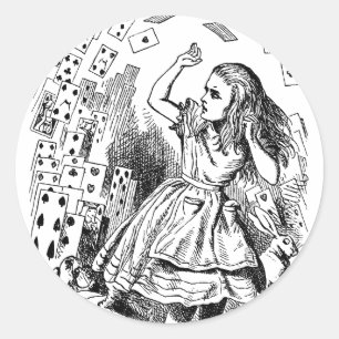Vintage Alice in Wonderland, Speelkaarten Vliegen Ronde Sticker