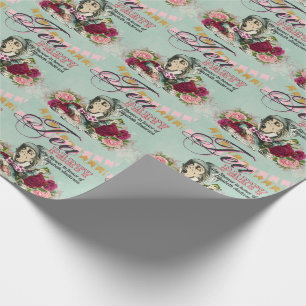 Vintage Alice In Wonderland Thee Feestje BABY SHOW Cadeaupapier
