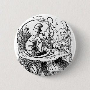 Vintage Alice in Wonderland Waterpijp Rups Ronde Button 5,7 Cm