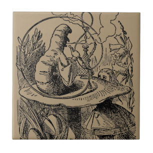 Vintage Alice in Wonderland Waterpijp Rups Tegeltje