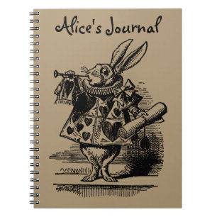 Vintage Alice in Wonderland Witte Konijn als herau Notitieboek