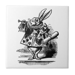 Vintage Alice in Wonderland Witte Konijn als herau Tegeltje