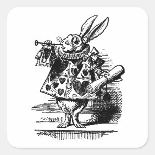 Vintage Alice in Wonderland Witte Konijn als herau Vierkante Sticker
