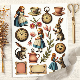 Vintage Alice Theevisite Fussy Cut Wonderland